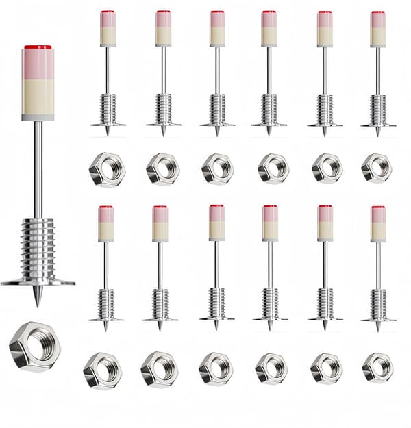 100 pcs Threaded Nails for Concrete Nail Gun - Complete Kit with M8 Nuts etc. for Wall Fixing and Repair