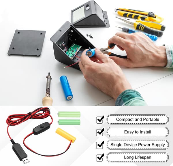 4 stk. Universal 5V USB strømomformer AAA-batteri tænd/sluk 6V 2M