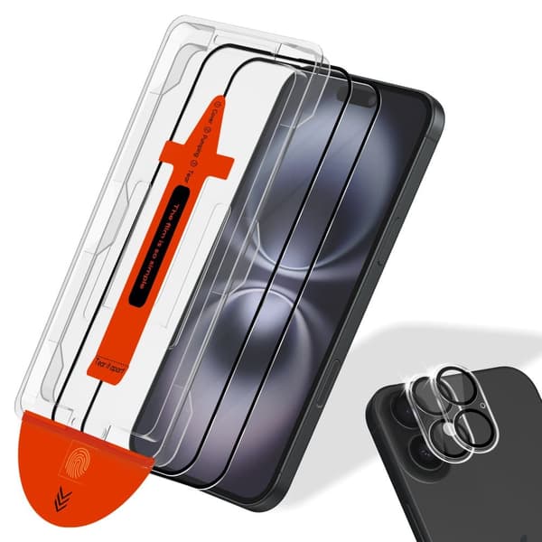 iPhone 16 Skärmskydd (2-pack) + Linsskydd (2-pack) - Härdat Glas | 6,1-tum [Automatisk Installation] - Inga Bubblor, Inget Damm