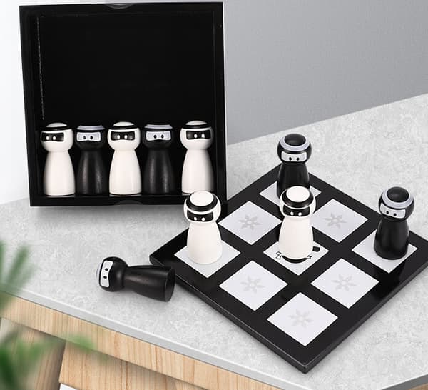 Barnpusselbordsspel leksak OX trä tic tac toe bräde g
