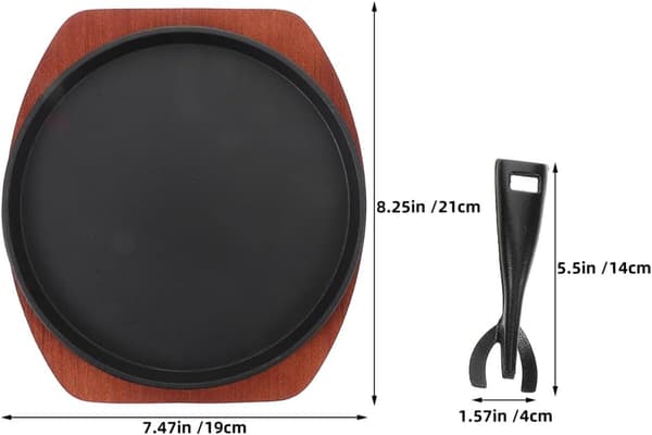 Støpejern Fajitafat Sett Støpejern Sizzling Biffplate Rund Form Estetisk Design