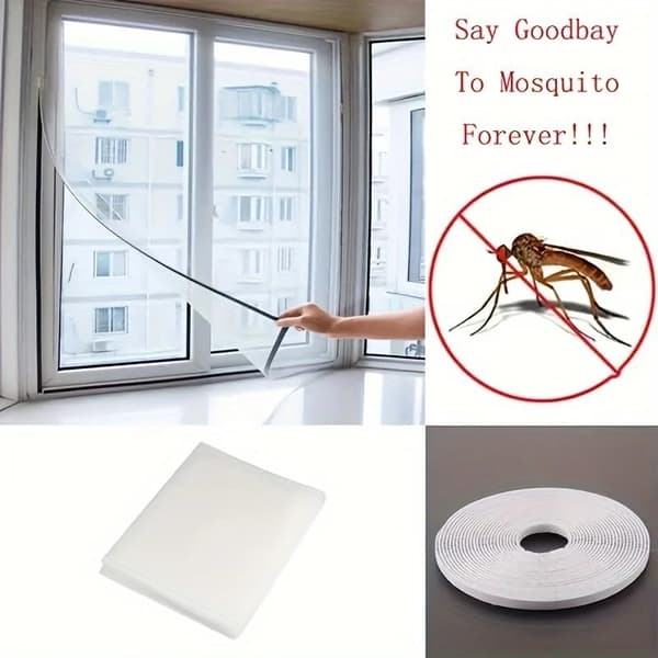 Fönsternät 2-pack 150x200cm Självhäftande Justerbart Insektsnät (vit)