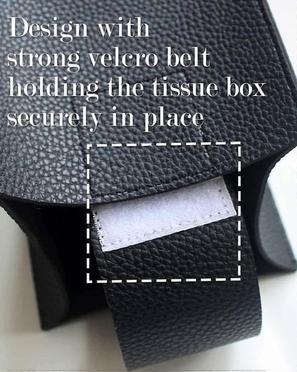 Leather Square Tissue Box Cover - with Bottom Belt Modern PU Leather Cube Tissue Box Holder