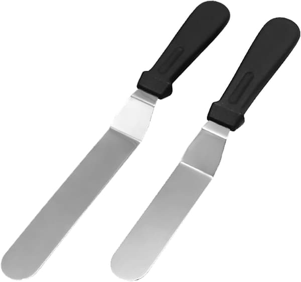 Sæt med 2 køkkenredskaber, cremespreder og vinklet spatel i rustfrit stål