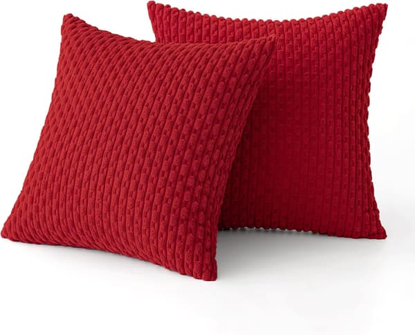 Røde Pudebetræk i Blød Fløjl Dekorativt Sæt med 2 Boho Stribede Pudebetræk Pudebetræk Bondegårdsindretning til Jul Sofa Senge