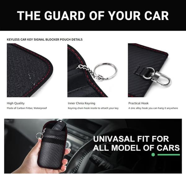 RFID Key Fob Pouch 2-pack Faraday Cage Anti-theft Signal Blocking Car Key Protector [Ho]