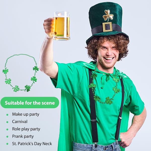 3 stk. St. Patrick's Day Shamrock Perlehalskæder Grøn Plastik