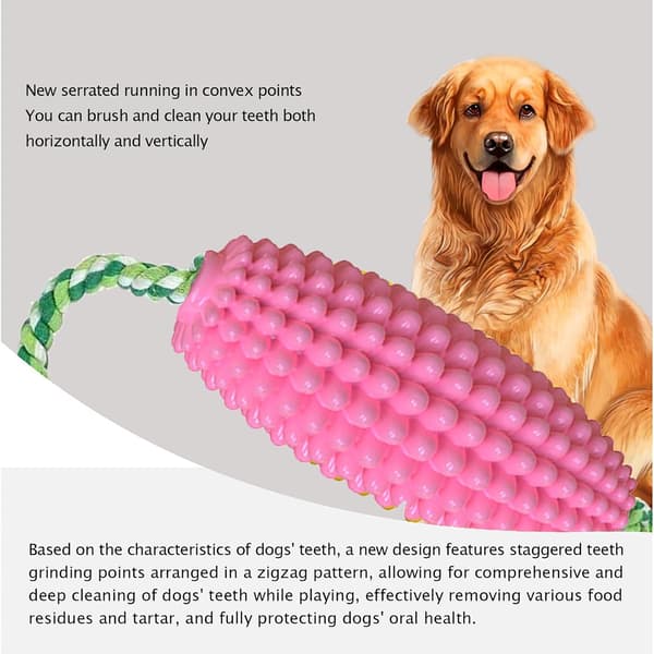 Corn-shaped Dog Chew Toy, Dog Toothbrush, Sturdy Interactive Toy Suitable for Small, Medium, and Large Dogs (Pink)