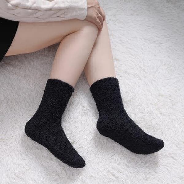 Dame Fuzzystrømper Hyggelige Fluffy Vinter Varme Hjemmeskostrømper Mikrofiber Bløde Hjemmesovestrømper, 02