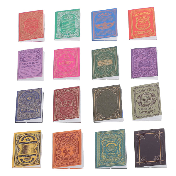 16 stk. Miniaturebøger Dukkehustøj Mini Bog Legetøj Børn Dukkehust Tilbehør Assorteret Farve 2,5x1,9cm Assorted Color 2.5x1.9cm