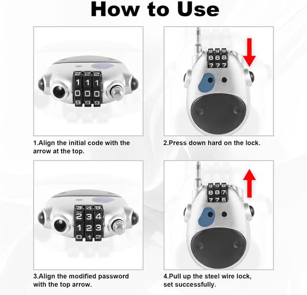 Pieces Telescopic Cable Lock, Retractable Steel Cable Lock with 3-Digit Code, Retractable Combination Lock for Luggage, Stroller, Motorcycle