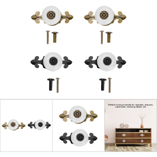 4 Pcs Home Decor Ceramic Drawer Knobs Cabinet Handles