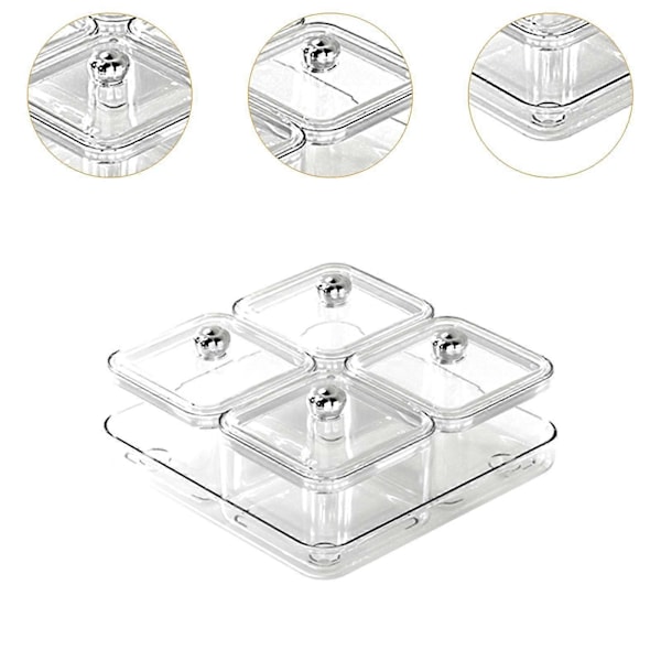 Tørret Frugtfad Opdelt Serveringsbakke til Dagligstue Spisestue Snacks hvid 2 rum white 4 grids white 4 grids optional
