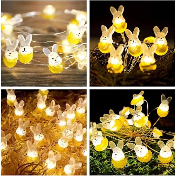 Easter Bunny Shape Light String 220cm Mini LED Battery Operated Easter LED Easter Decorations Bunny
