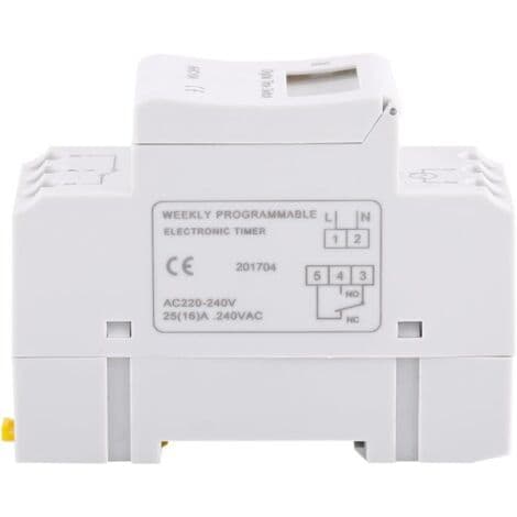 Weekly LCD Digital Timer 15A 220V - 16 ON/OFF Cycle Programming - DIN Rail or Rail-Free Installation - Real-Time Display
