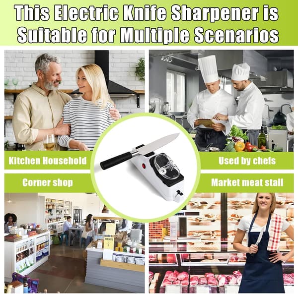 Electric Knife Sharpener, (USB) Double-Sided Knife Sharpener, Fast Sharpening and Polishing, with Protective Cover. (6 Sharpening Stones)