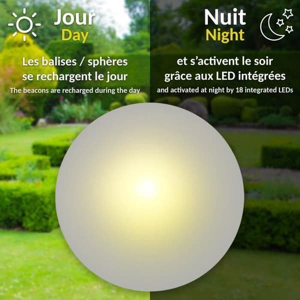 Plantable Garden Garland - Hemispheres - 5 Solar Strings with Yellow Lights - IP44 Resistant - Length 4m