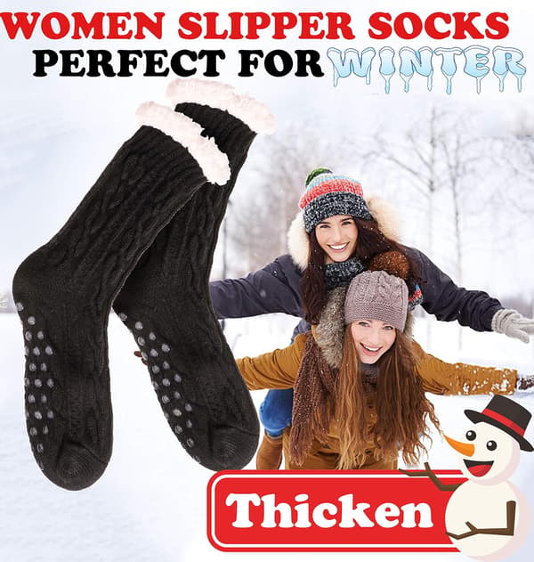 Dam Toffelstrumpor Fuzzy Fluffiga Mysiga Stugstrumpor Vinterfleece Mjuka Black