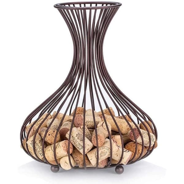 Vinstativ – Caddy Vino korksamler, champagnekorkoppbevaring i metall – Bronse