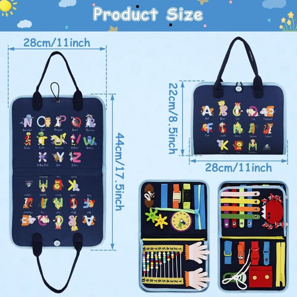 Dementia Activity Mat for Elderly Cognitive Training Sensory Blanket with Removable Non-Slip Backing Alzheimer's Therapy Aid Gift