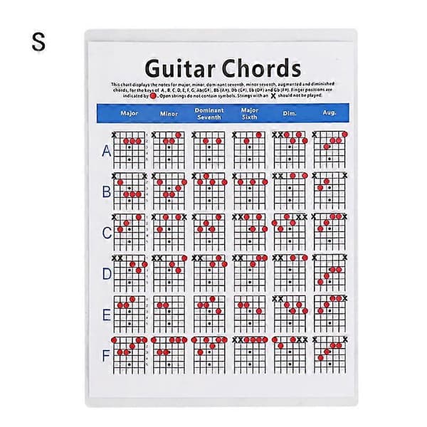 6-strängad Gitarr Ackord Poster Klistermärke Ackordtabell Referens Lärande Övning