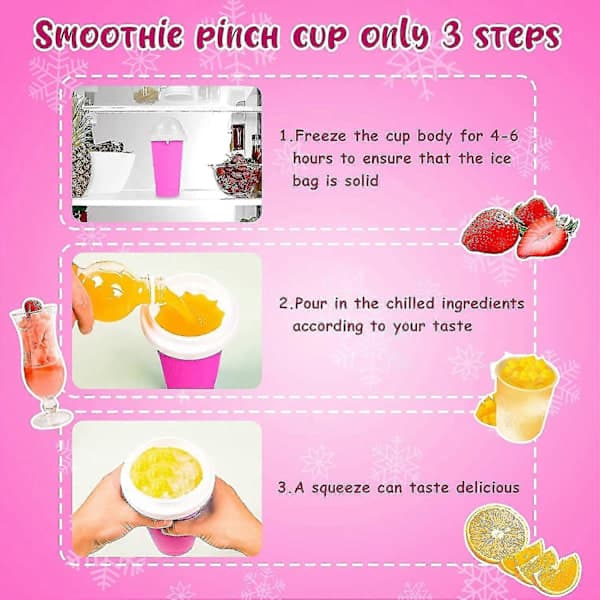 Slushie Cup Slushy Maker Ice Cup Silicone Cup Pinch Cup Summer Cooler Smoothies Cup Double Layer Press Cup Slush Maker Cup Smoothie Cup
