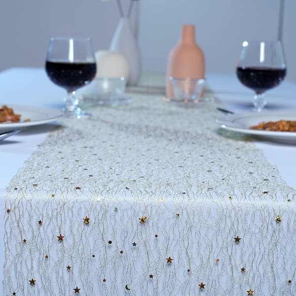 Gold Table Runner Roll 15cm x 10m with Sequin Table Decoration Ch