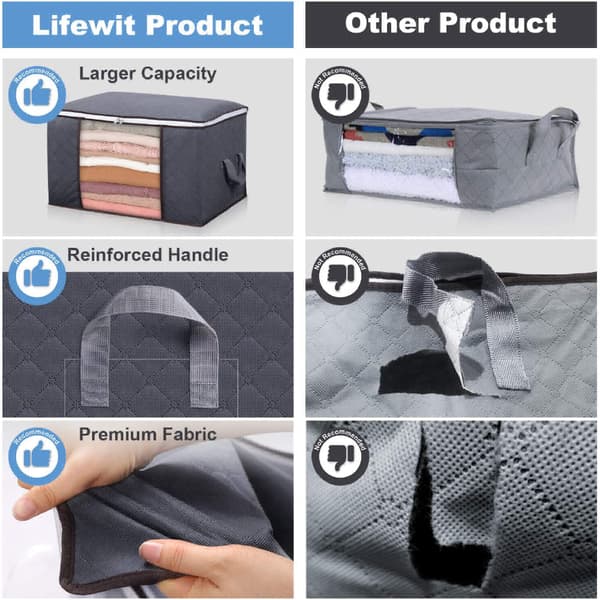 Storage bag for sheets, duvets, clothes 60x43x35 cm Grey 2-pack 452 452