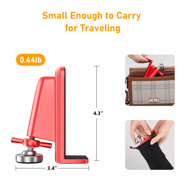 Door Stoppers Security - Portable Door Jammer for Travel Security Anti Theft, Apartment Hotel Door Lock - (Red)