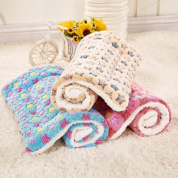 Soft blanket for dog and cat with star pattern, puppy pad (blue)