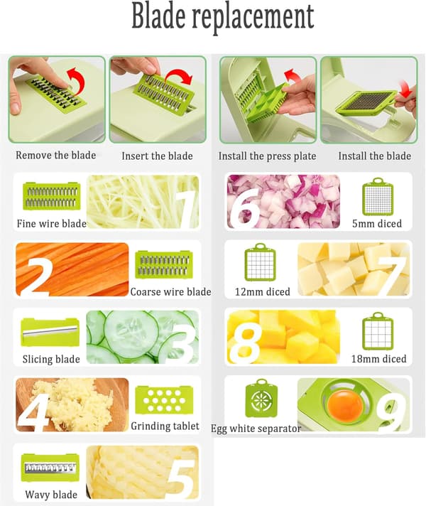 17-in-1 Mandoline Slicer with Container - Vegetable Chopper, Cheese Grater, Multifunctional Food Processor - Kitchen Utensil
