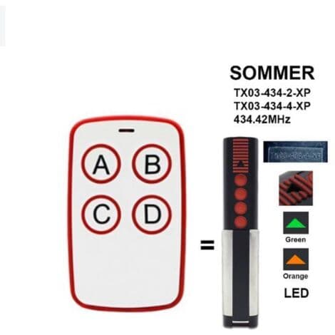 Replacement Garage Door Remote for Sommer 4020 TX03 868-4 Rolling Code 868MHz Garage Door Remote (2-Pack)
