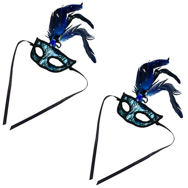 1 Setti 2 kpl Halloween-juhlan koristeluja Luova Puoli Kasvot Pitsi Maskit Sininen 27x16cm Blue 27x16cm