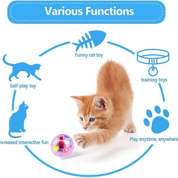 3-pack Ghost Hunting Cat Balls, Motion Activated Luminous Cat Balls LED Light Cat Ball Interactive Toys for Cat & Dog Activity