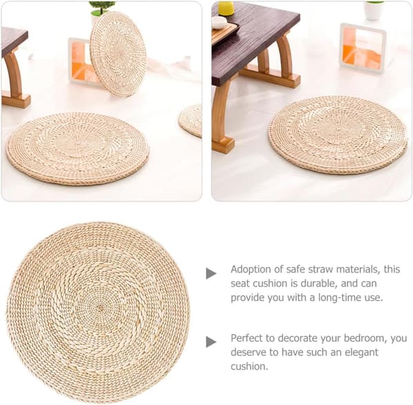 Braided Cushion Straw Woven Seat Cushion Comfortable Thick Round Straw Floor Mat
