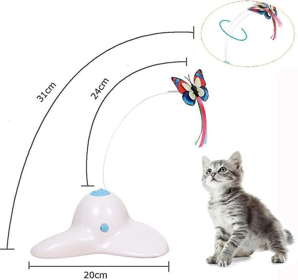 Interaktive leker for innekatter, automatisk elektronisk roterende sommerfugl