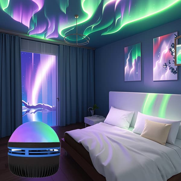 5V Aurora LED Night Light | USB-Powered Northern Lights Projector, Atmosphere Lamp for Bedroom