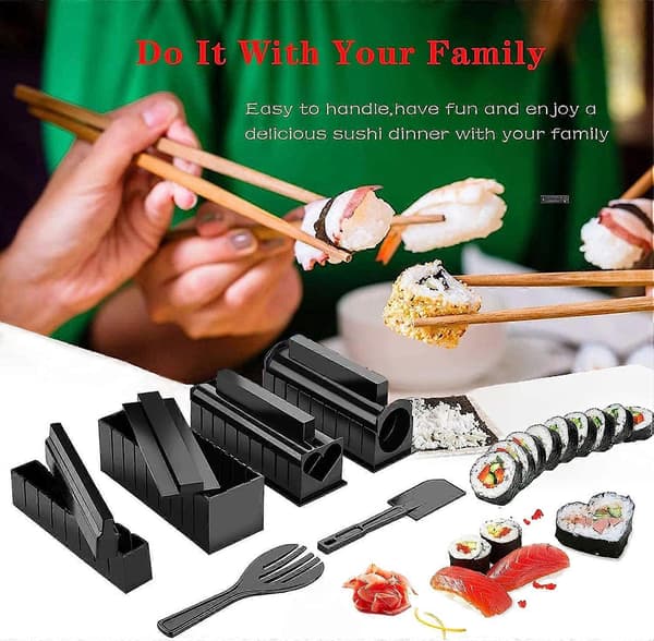 Sushi-sett, Deluxe Edition DIY Sushi-sett, Sushi Risrulleformer Gaffel Spatel DIY-VERKTØY