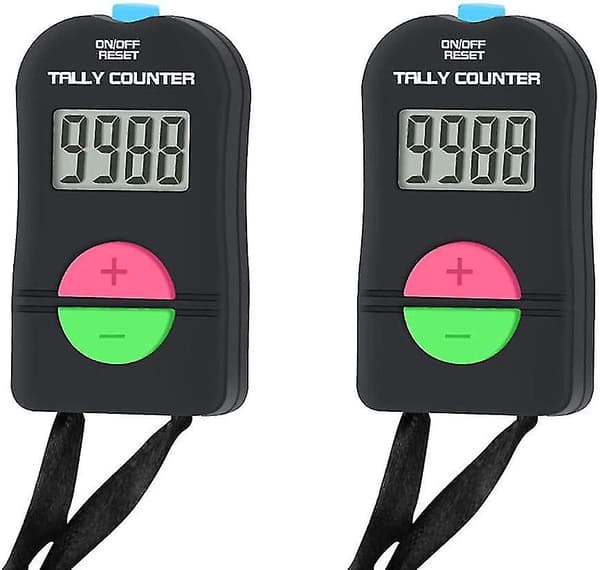 2 stk Elektronisk Teller, Digital Håndteller Elektronisk Manuell Klikker Med Snor Legg Til Subtraher Modell db