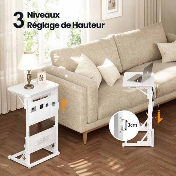 EcoFurnix C-Multiprise och Fällbord i Vitt Vit