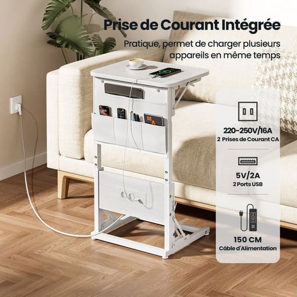 EcoFurnix C-Multiprise och Fällbord i Vitt Vit