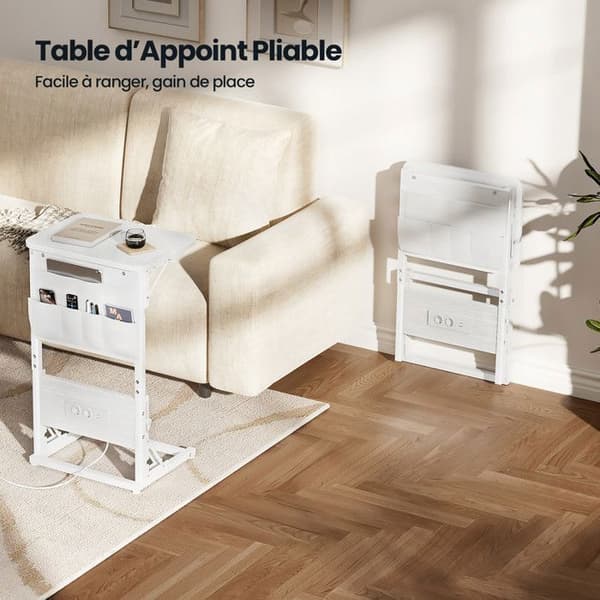 EcoFurnix C-Multiprise och Fällbord i Vitt Vit