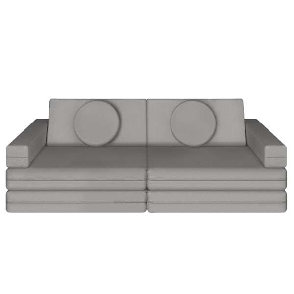 tectake Børnesofa Lilly, 8-delt, med sovefunktion - 120 cm Grey