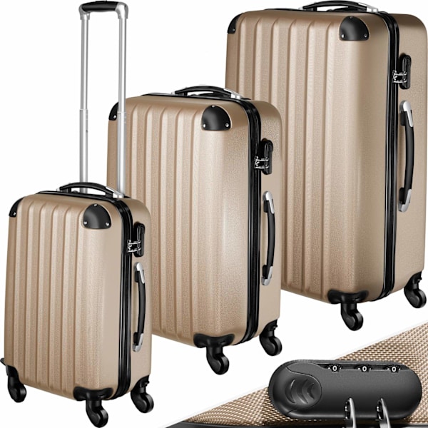 tectake Kuffertsæt hardcase -  champagnefarvet Champagne one size