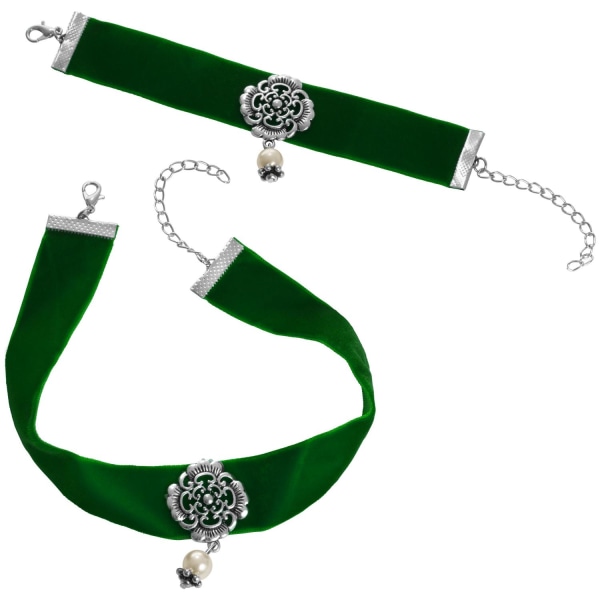 tectake Halskæde og armbånd sølvskov -  grøn Green one size