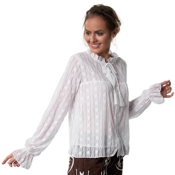 tectake Folkedragtbluse Tyroler Susanne White L