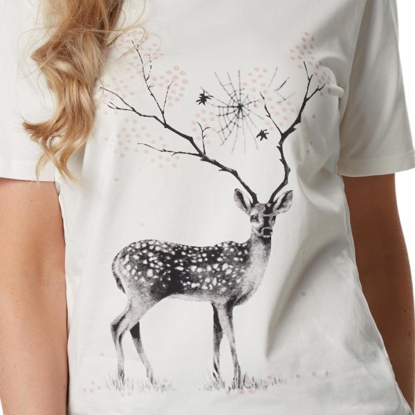 tectake T-Shirt med print blomster hjorte White XL