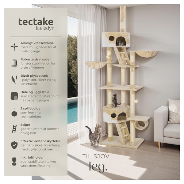 tectake Kradsetræ Hansi -  beige/hvid White