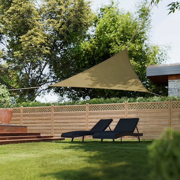 tectake Solsejl trekantet, beige - 400 x 400 x 400 cm 400 x 400 x 400 cm Beige