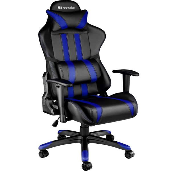 tectake Premium gamer stol -  sort/blå Blue